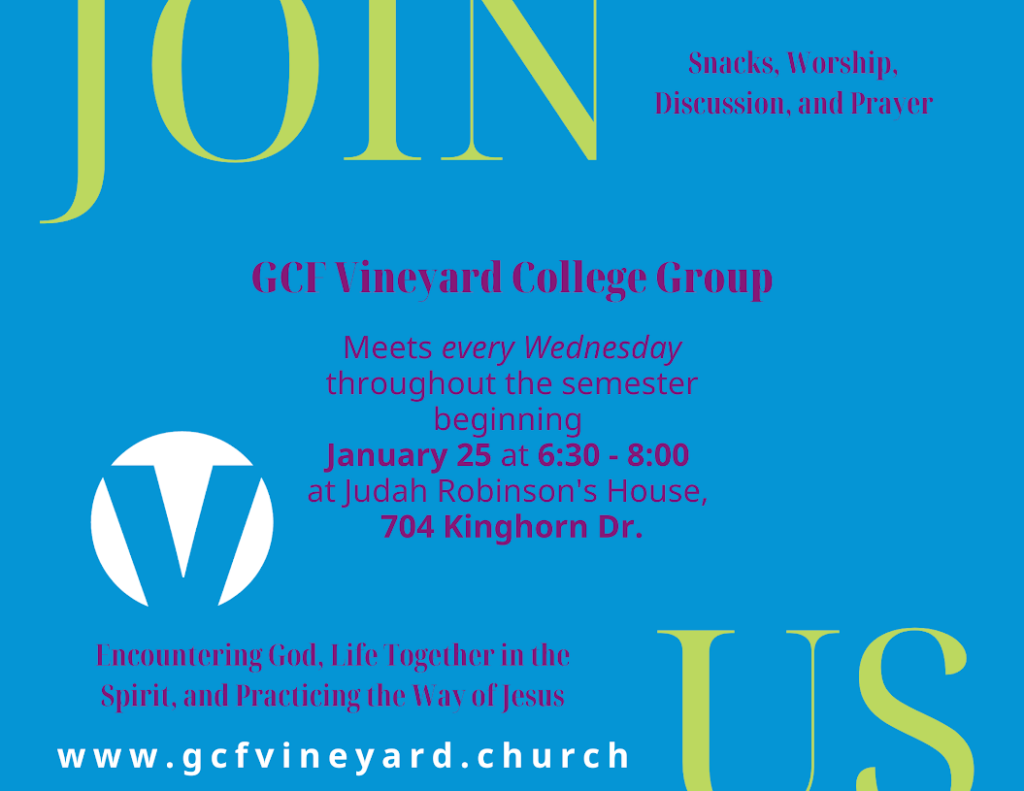 GCF Vineyard College Group flyer